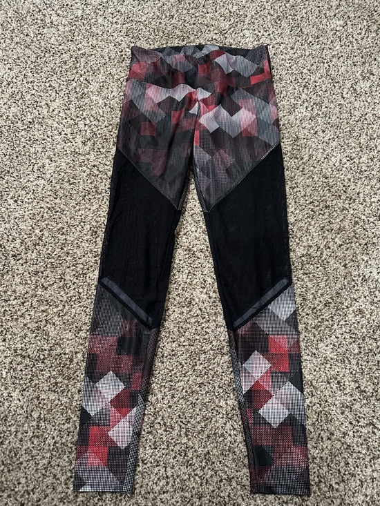 Onzie Pants - Onzie Black and Red Geometric Mesh Panel Leggings